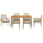 Conjunto de Comedor de Jardín 7 pcs Beige ratán sintético