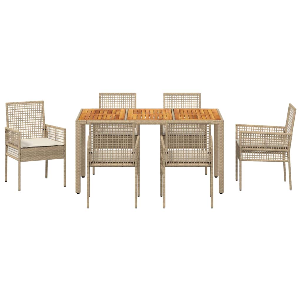 Conjunto de Comedor de Jardín 7 pcs Beige ratán sintético