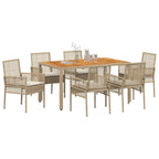 Conjunto de Comedor de Jardín 7 pcs Beige ratán sintético