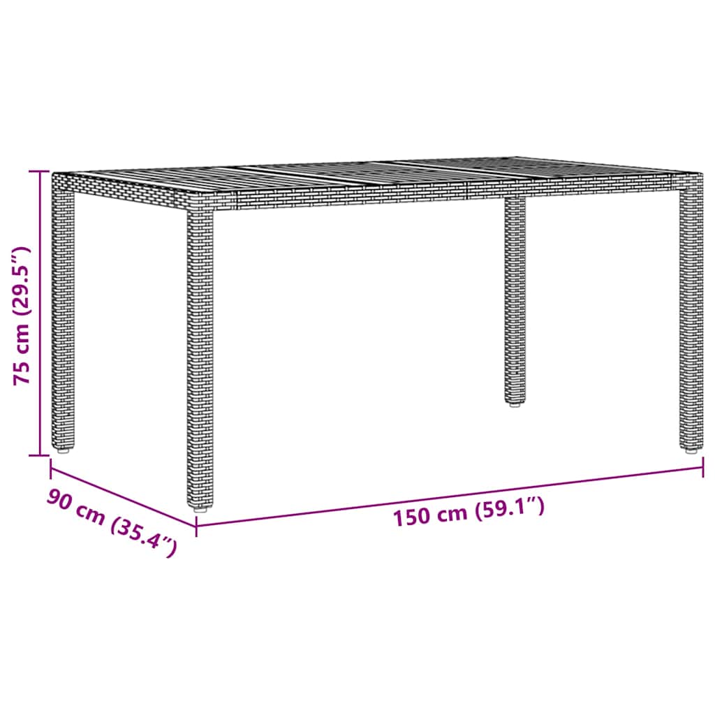 Conjunto de Comedor de Jardín 7 pcs Beige ratán sintético