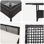 Conjunto de Comedor de Jardín 3 pcs Negro ratán sintético