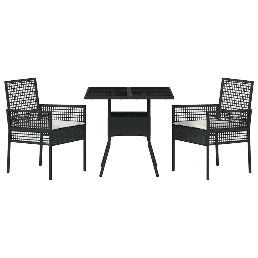 Conjunto de Comedor de Jardín 3 pcs Negro ratán sintético