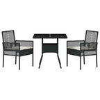 Conjunto de Comedor de Jardín 3 pcs Negro ratán sintético