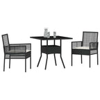 Conjunto de Comedor de Jardín 3 pcs Negro ratán sintético