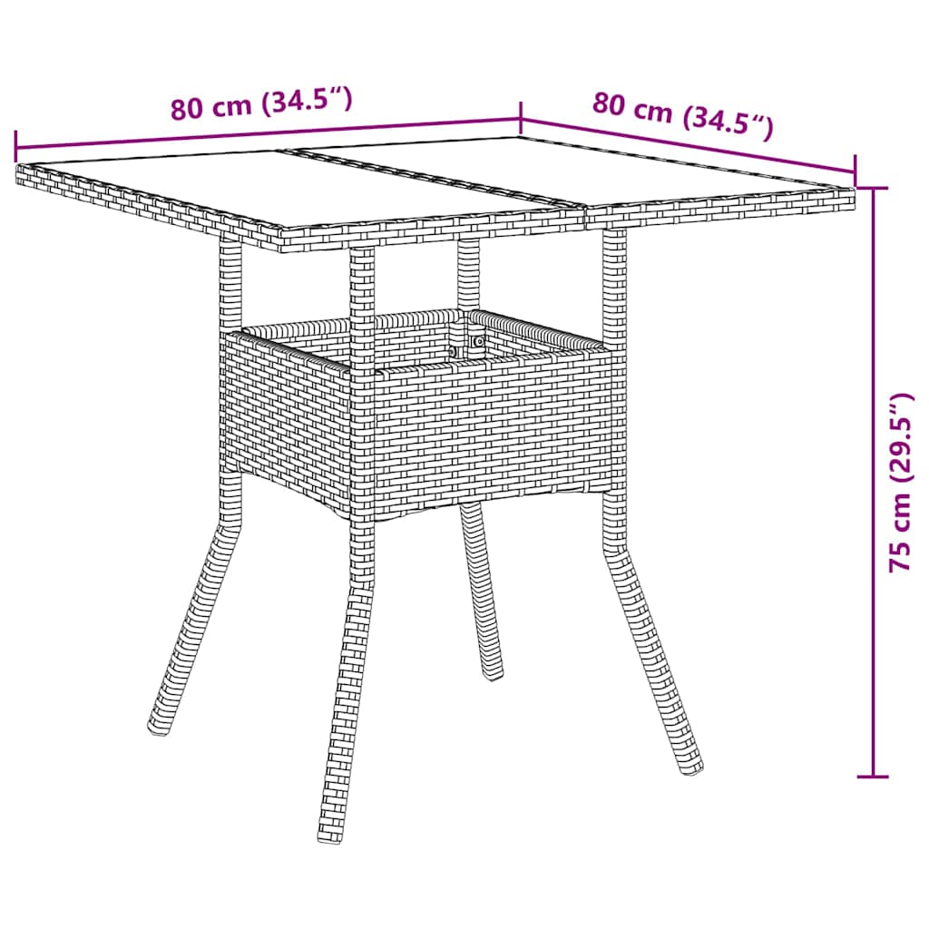 Conjunto de Comedor de Jardín 3 pcs Negro ratán sintético
