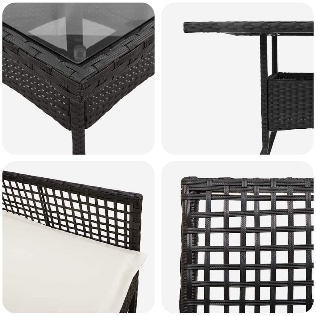 Conjunto de Comedor de Jardín 5 pcs Negro ratán sintético
