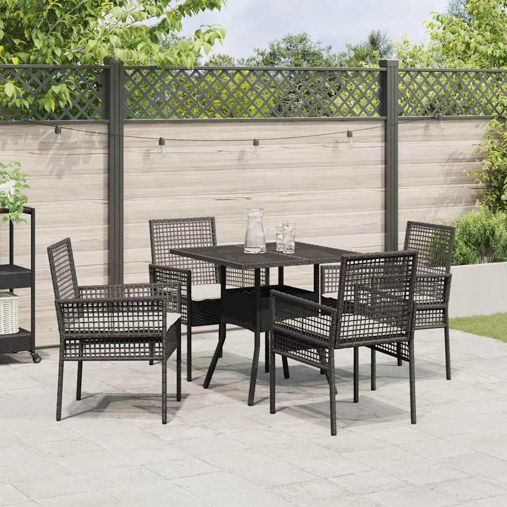 Conjunto de Comedor de Jardín 5 pcs Negro ratán sintético