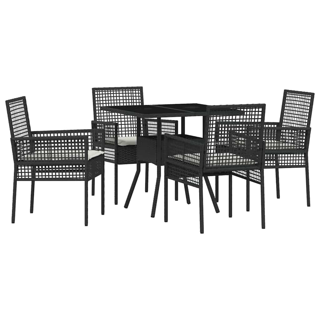 Conjunto de Comedor de Jardín 5 pcs Negro ratán sintético