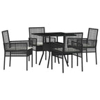 Conjunto de Comedor de Jardín 5 pcs Negro ratán sintético