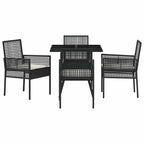 Conjunto de Comedor de Jardín 5 pcs Negro ratán sintético