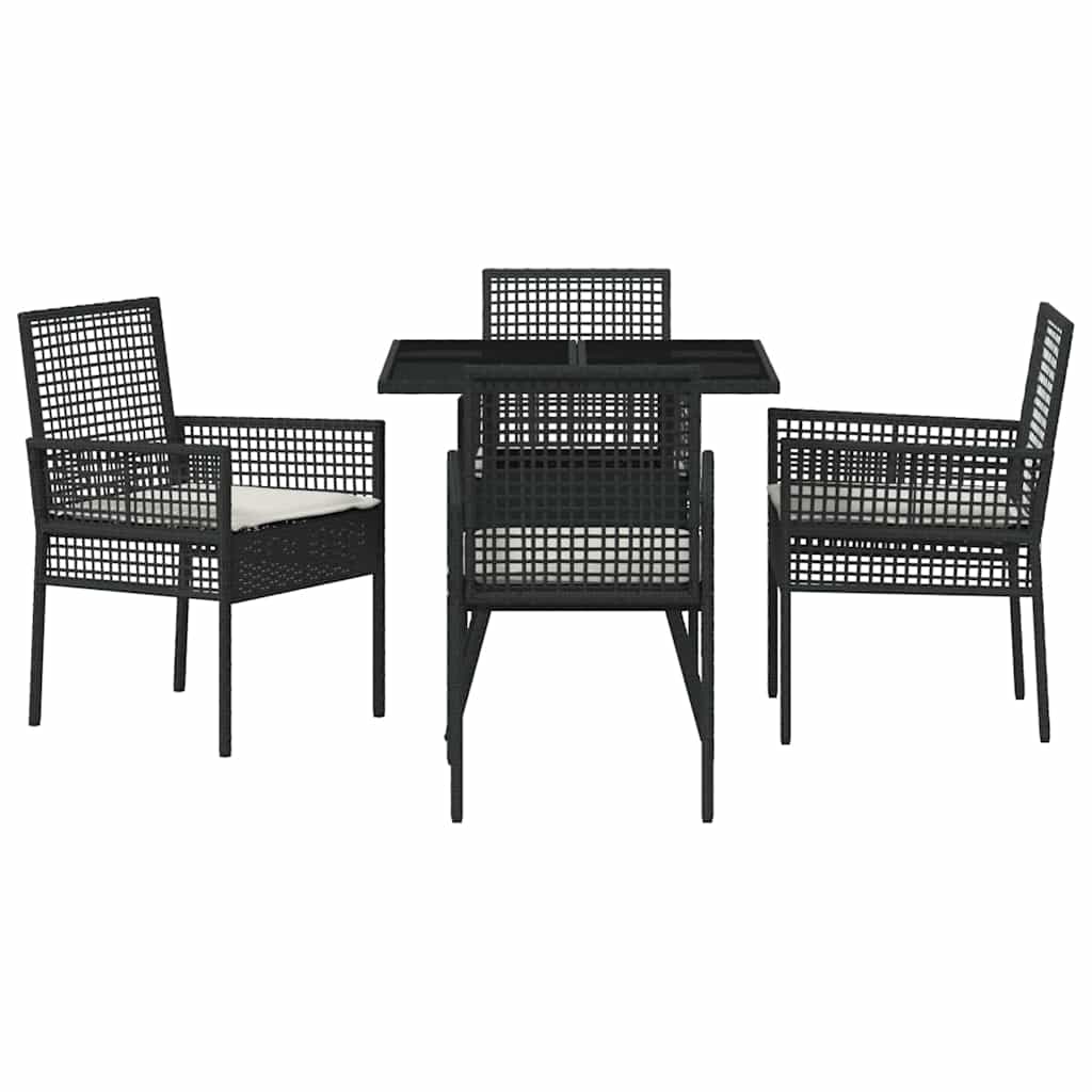 Conjunto de Comedor de Jardín 5 pcs Negro ratán sintético