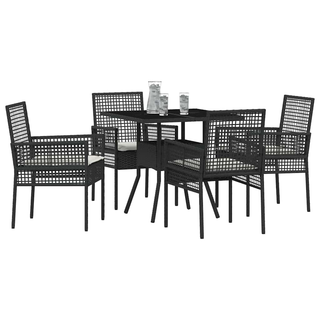 Conjunto de Comedor de Jardín 5 pcs Negro ratán sintético