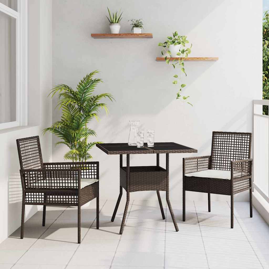 Conjunto de Comedor de Jardín 3 pcs Marrón