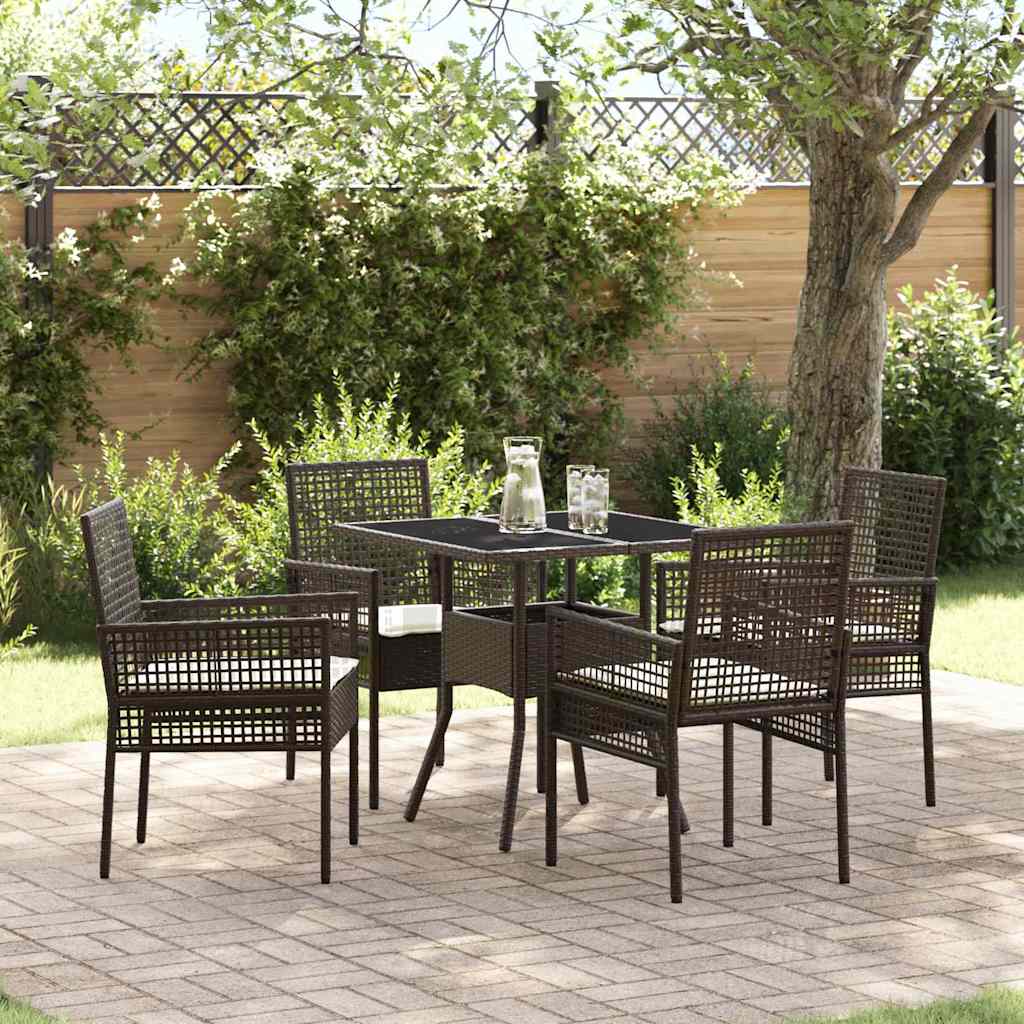 Conjunto de Comedor de Jardín 5 pcs Gris y Negro Ratán