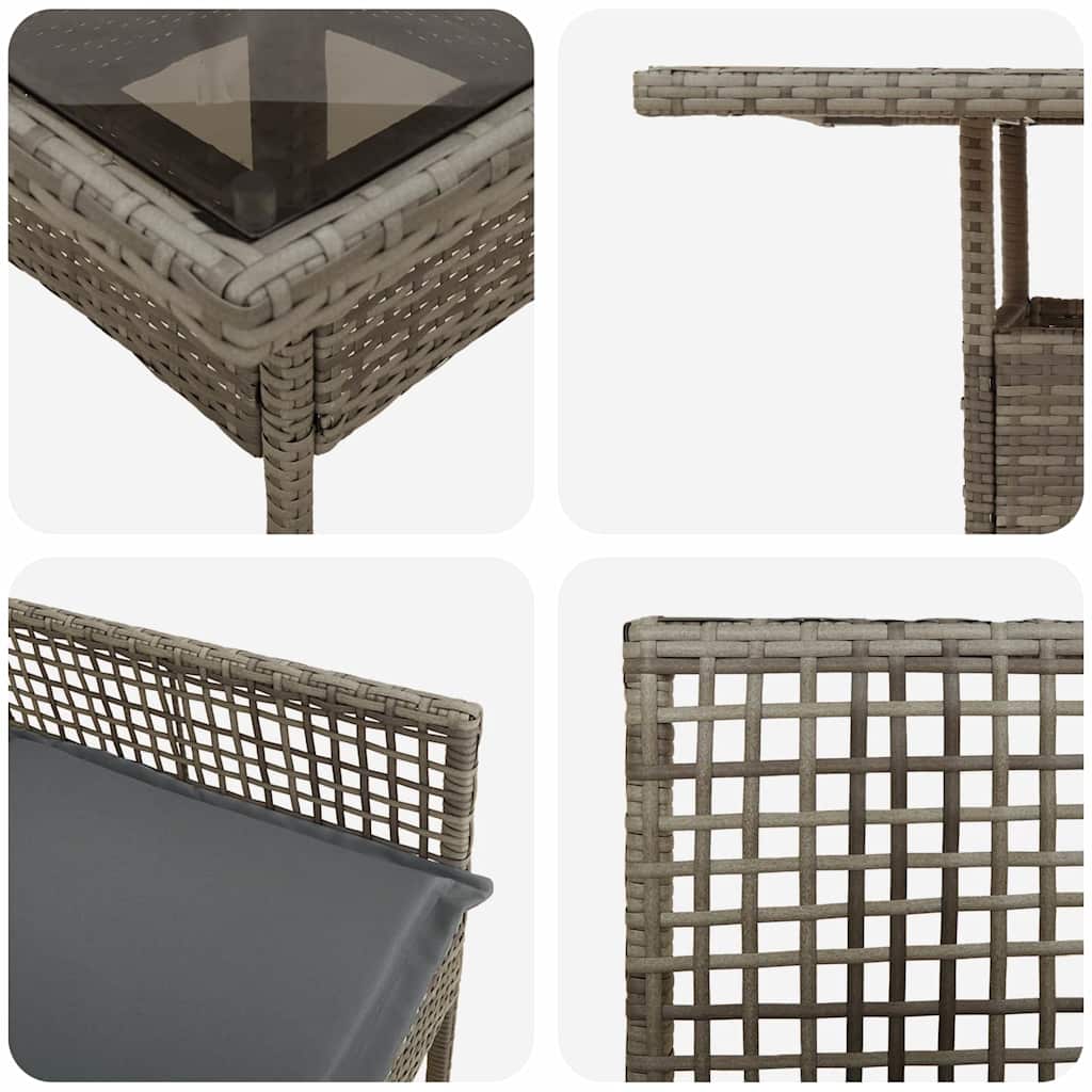 Conjunto de Comedor de Jardín 3 pcs Gris ratán sintético