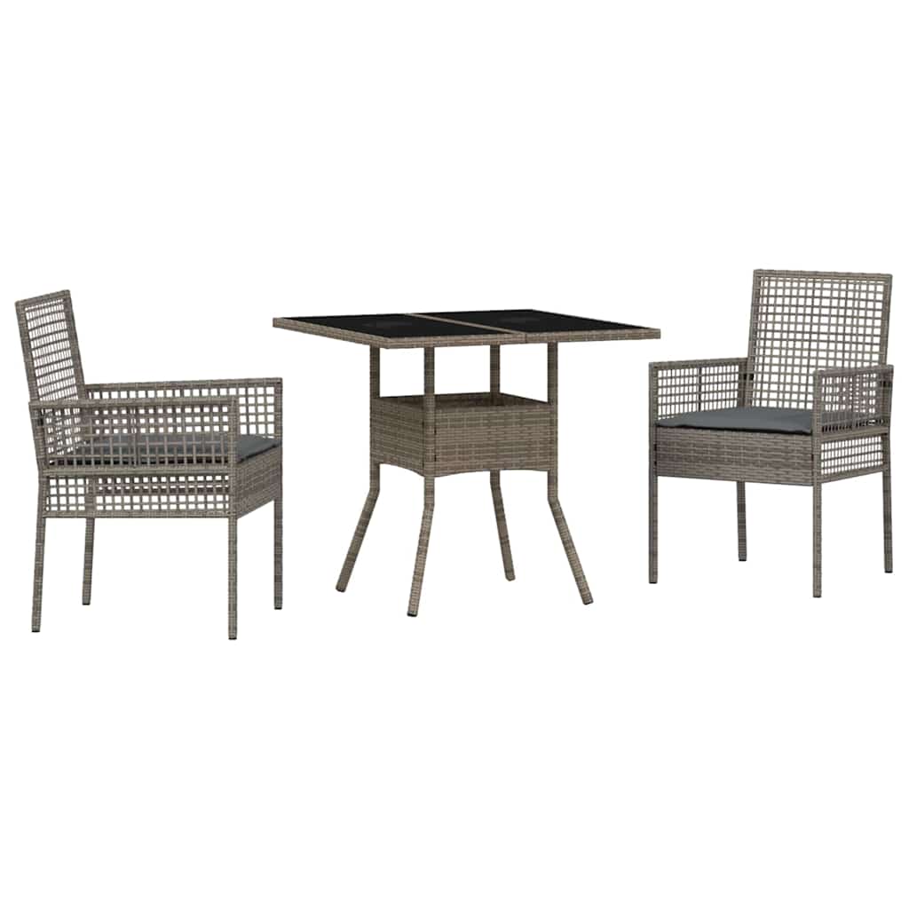 Conjunto de Comedor de Jardín 3 pcs Gris ratán sintético