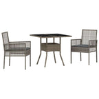 Conjunto de Comedor de Jardín 3 pcs Gris ratán sintético