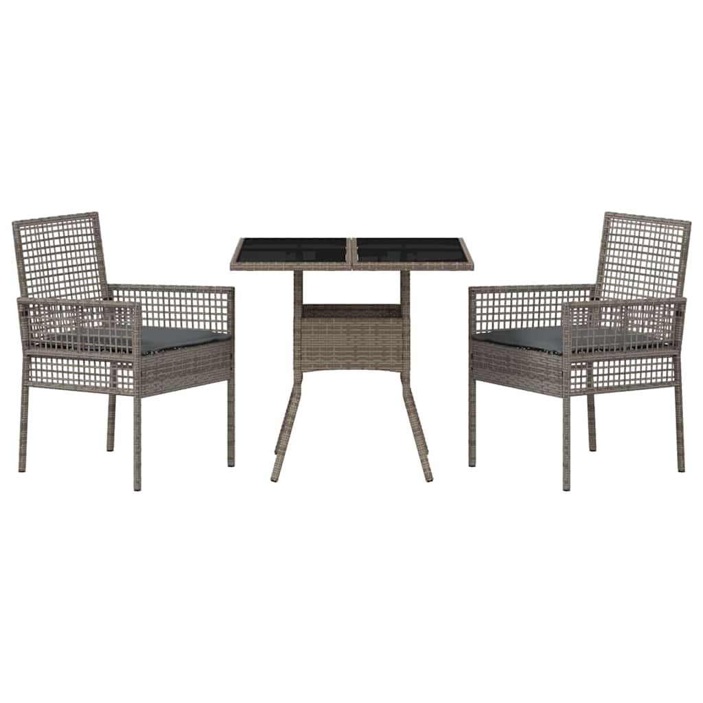Conjunto de Comedor de Jardín 3 pcs Gris ratán sintético