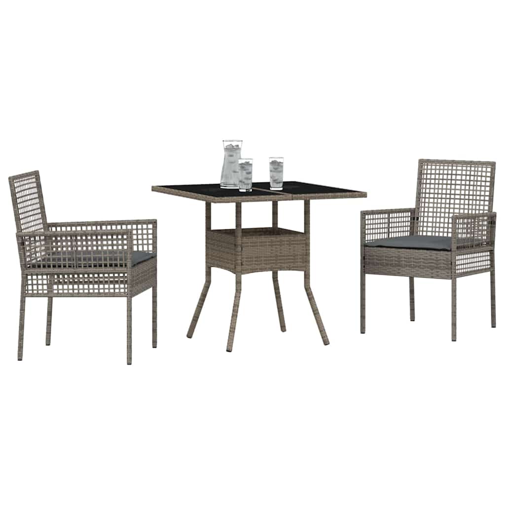 Conjunto de Comedor de Jardín 3 pcs Gris ratán sintético