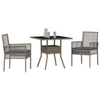 Conjunto de Comedor de Jardín 3 pcs Gris ratán sintético