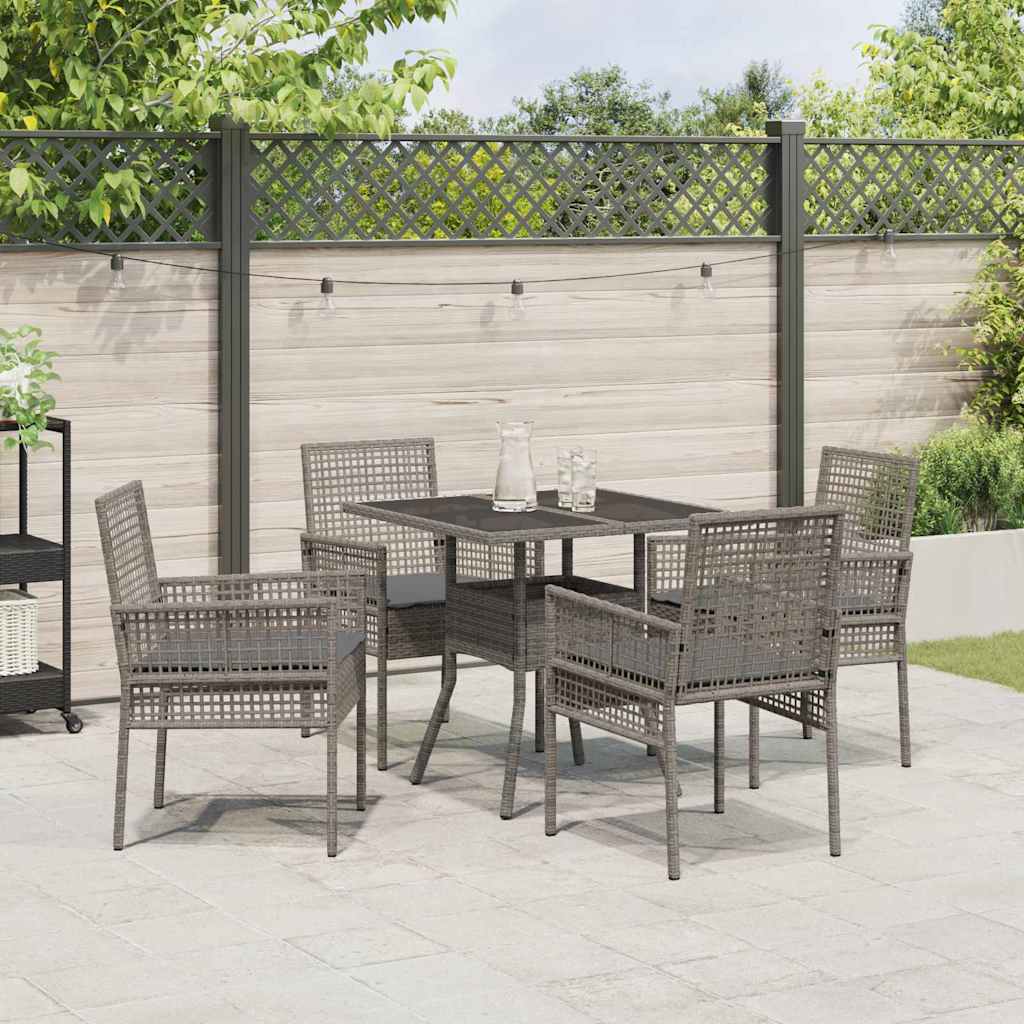 Conjunto de Comedor de Jardín 5 pcs Gris ratán sintético