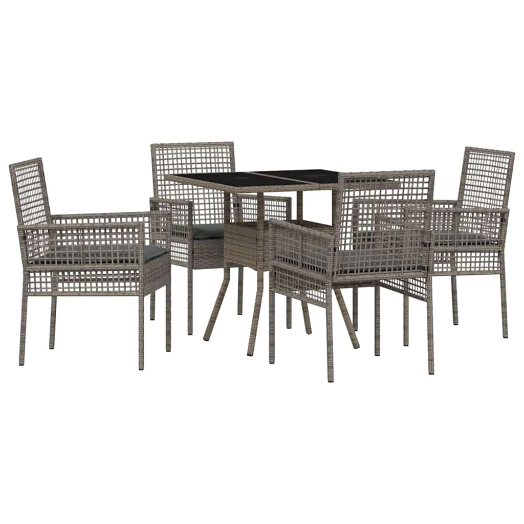 Conjunto de Comedor de Jardín 5 pcs Gris ratán sintético