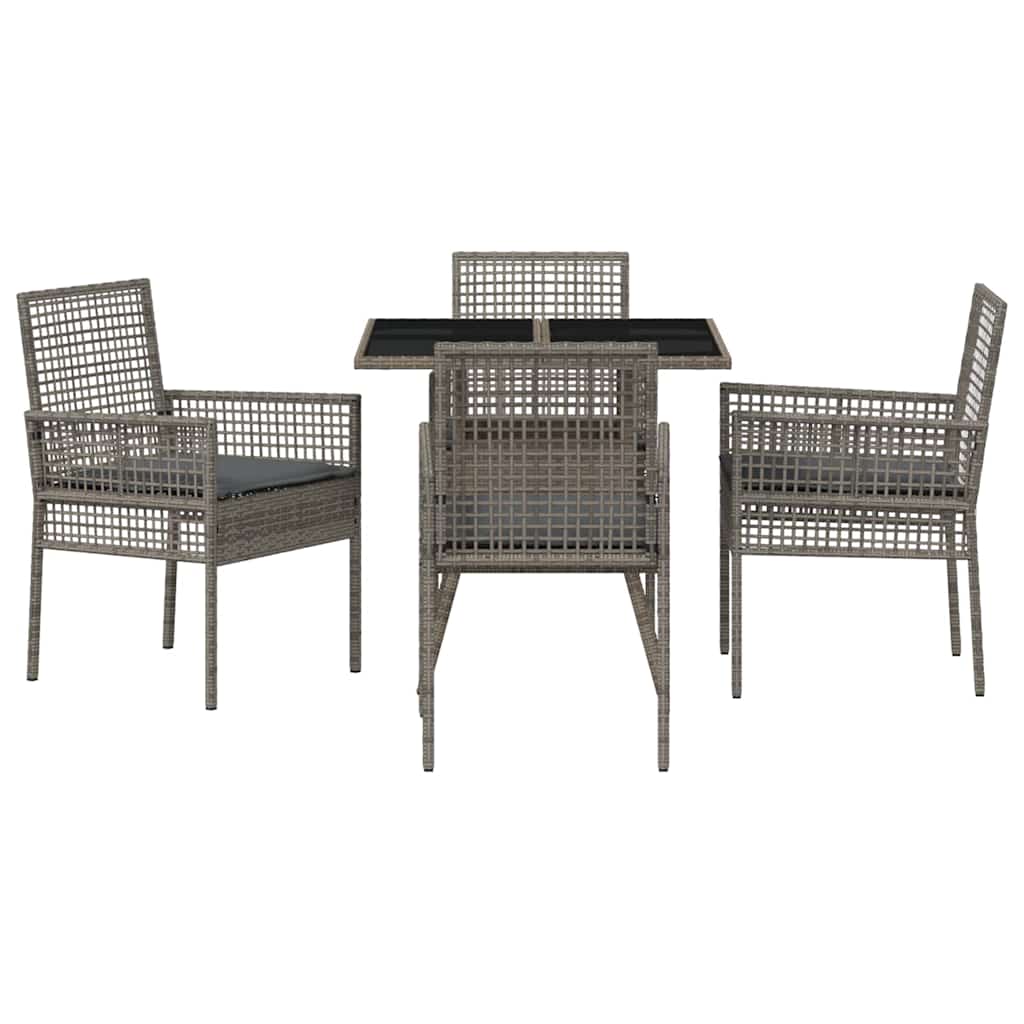 Conjunto de Comedor de Jardín 5 pcs Gris ratán sintético
