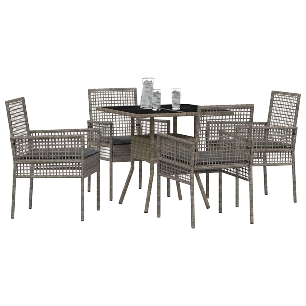 Conjunto de Comedor de Jardín 5 pcs Gris ratán sintético