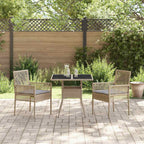 Conjunto de Comedor de Jardín 3 pcs Beige ratán sintético