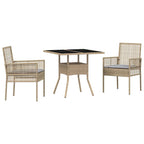 Conjunto de Comedor de Jardín 3 pcs Beige ratán sintético