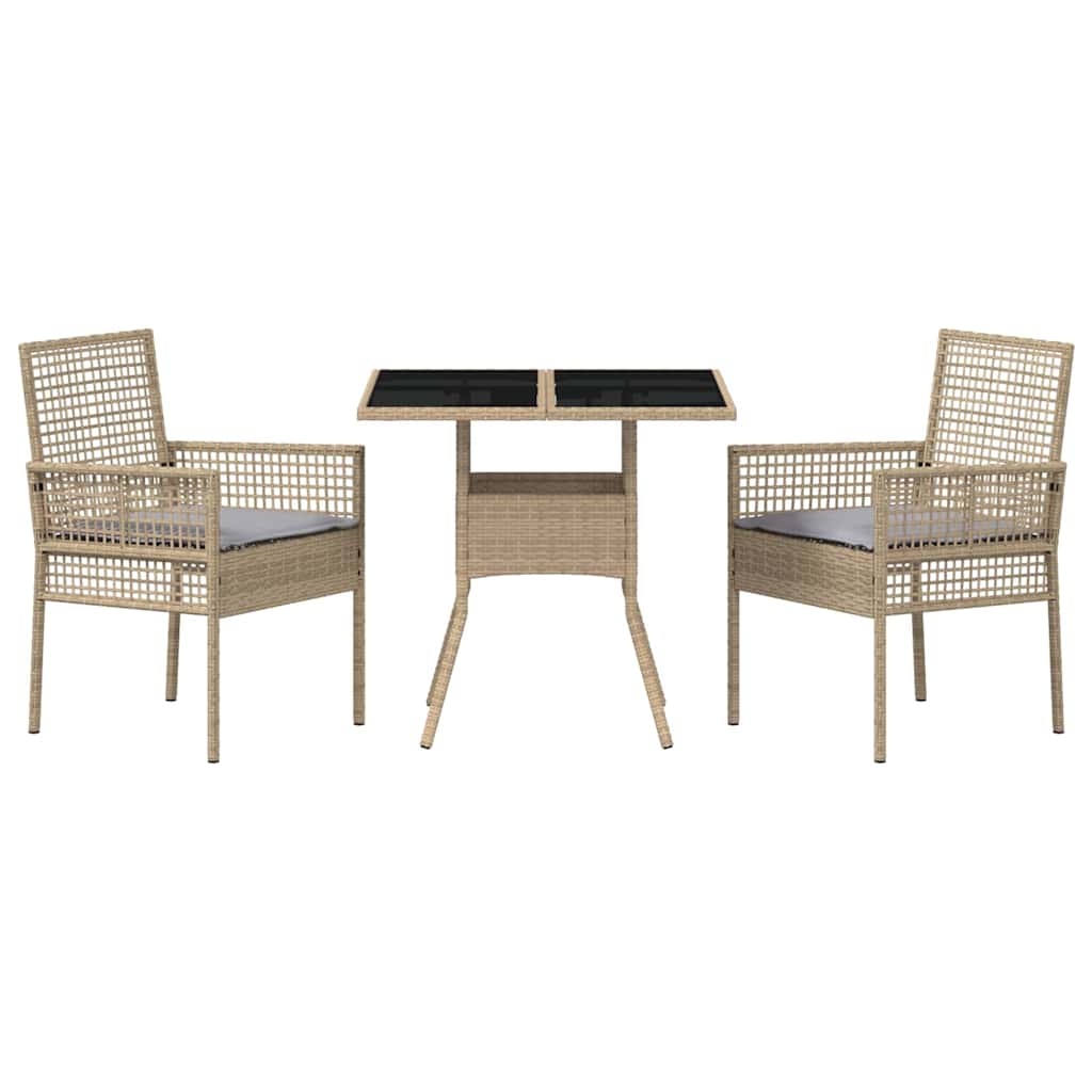 Conjunto de Comedor de Jardín 3 pcs Beige ratán sintético