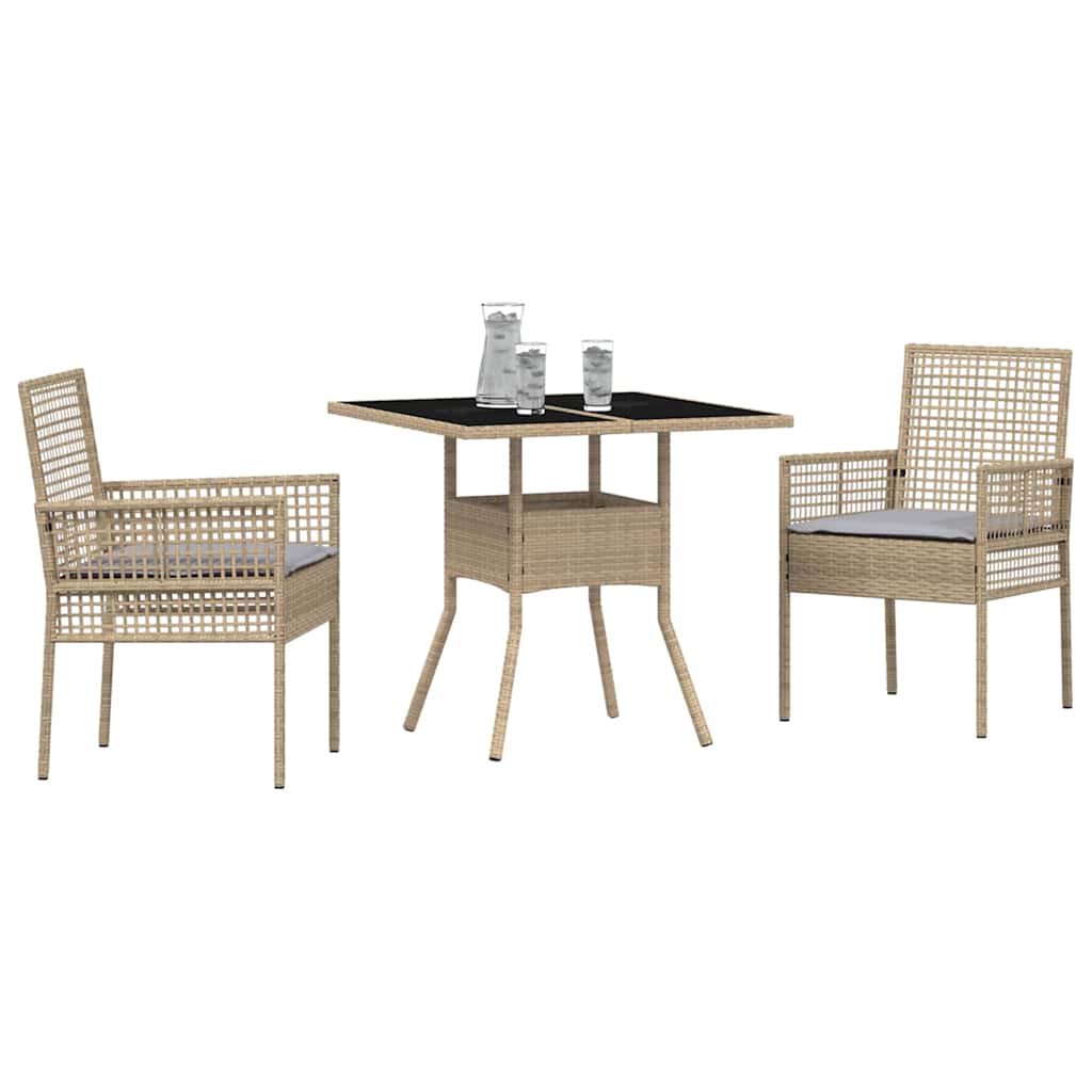 Conjunto de Comedor de Jardín 3 pcs Beige ratán sintético