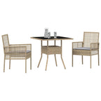 Conjunto de Comedor de Jardín 3 pcs Beige ratán sintético