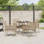 Conjunto de Comedor de Jardín 5 pcs Beige ratán sintético
