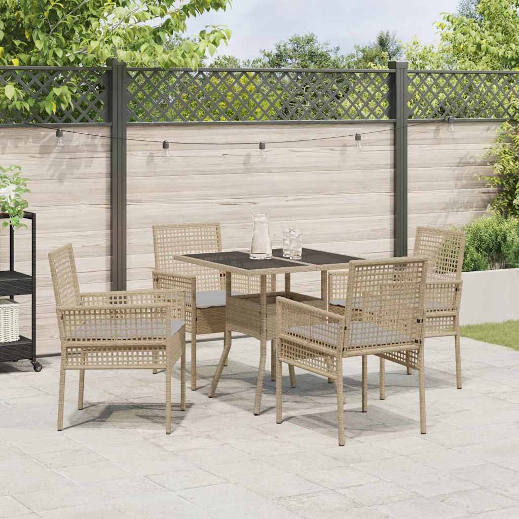 Conjunto de Comedor de Jardín 5 pcs Beige ratán sintético