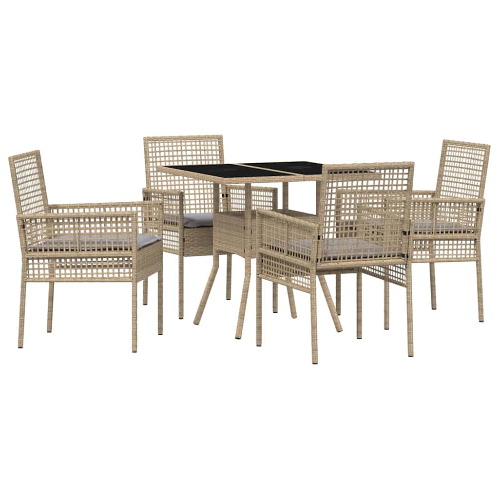 Conjunto de Comedor de Jardín 5 pcs Beige ratán sintético