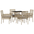 Conjunto de Comedor de Jardín 5 pcs Beige ratán sintético