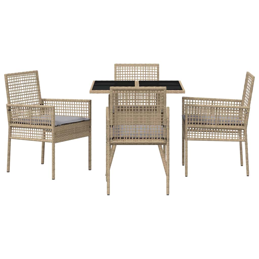 Conjunto de Comedor de Jardín 5 pcs Beige ratán sintético