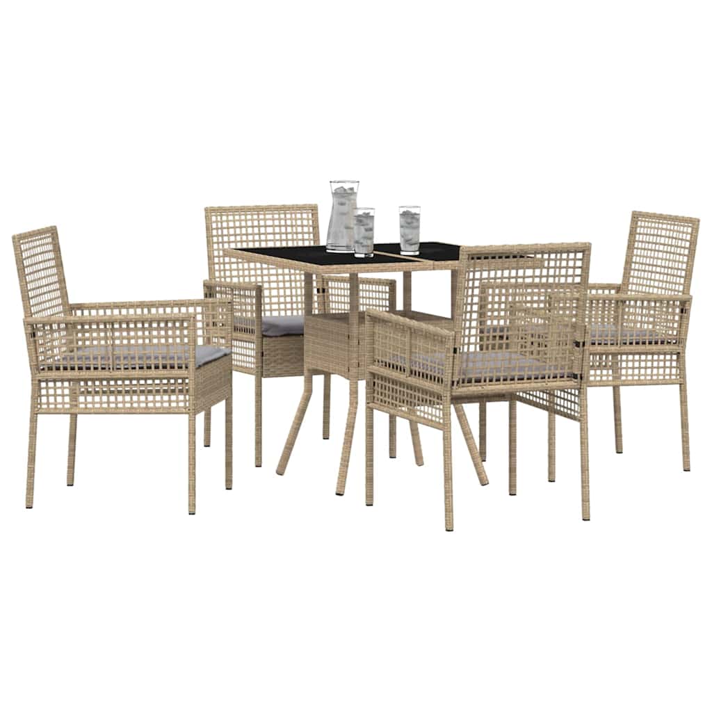 Conjunto de Comedor de Jardín 5 pcs Beige ratán sintético
