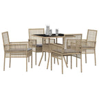Conjunto de Comedor de Jardín 5 pcs Beige ratán sintético