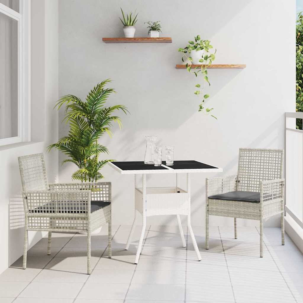 Conjunto de Comedor de Jardín 3 pcs Beige y Negro Ratán