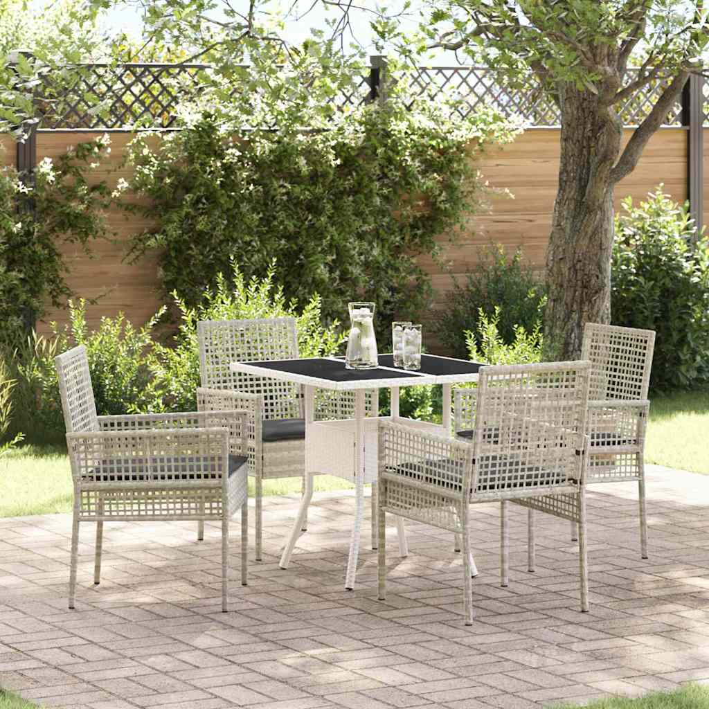 Conjunto de Comedor de Jardín 5 pcs Beige y Negro Ratán