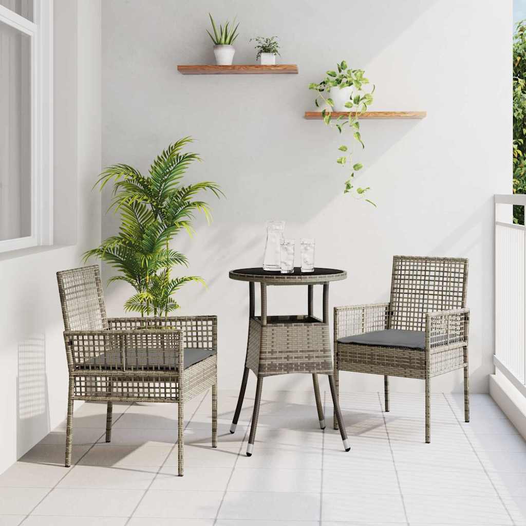 Conjunto de Comedor de Jardín 3 pcs Beige ratán sintético
