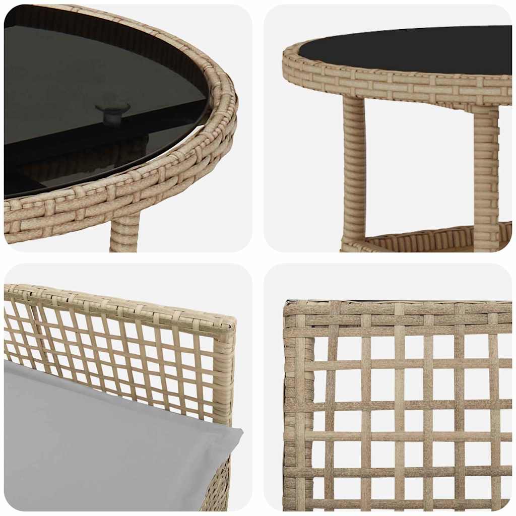 Conjunto de Comedor de Jardín 3 pcs Beige ratán sintético