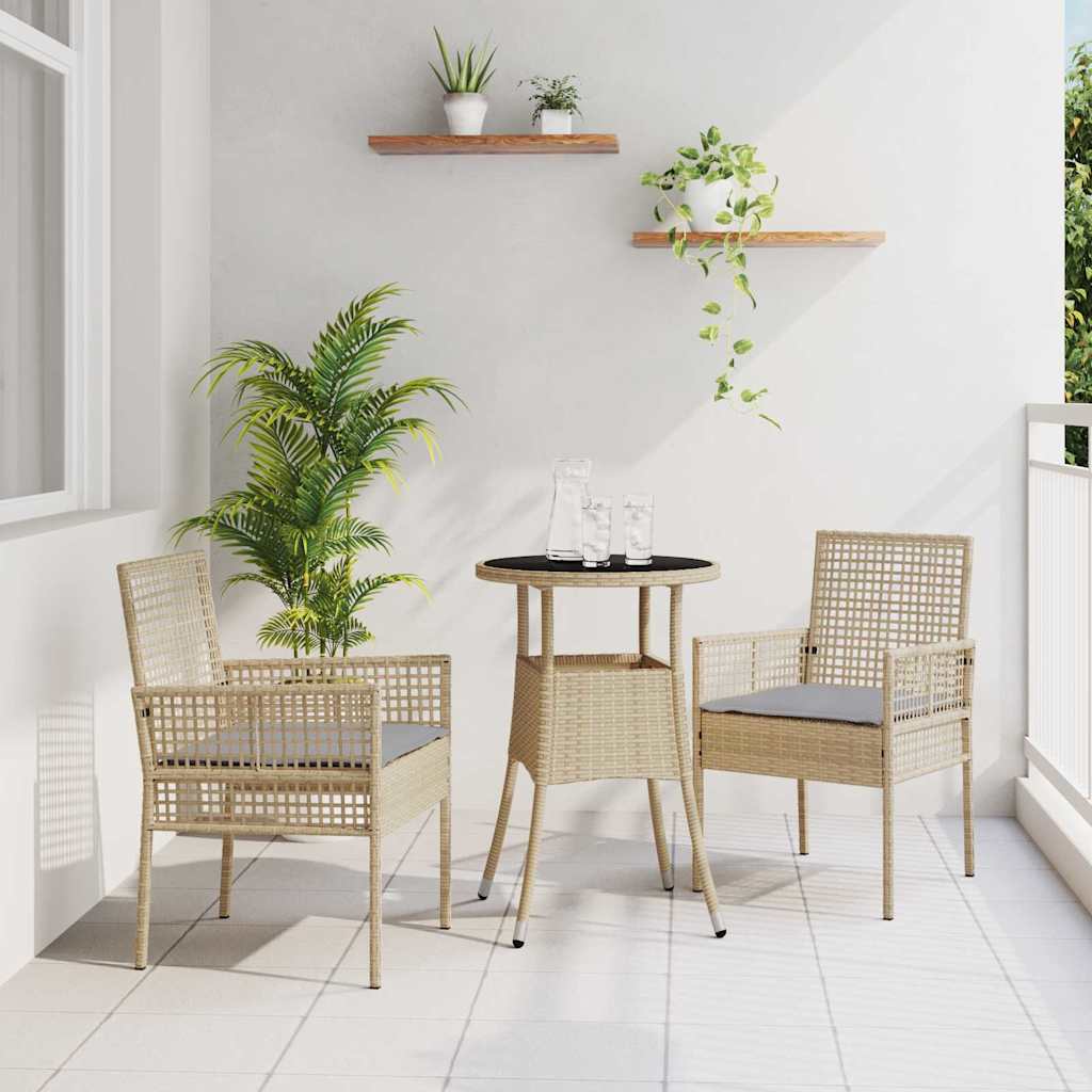 Conjunto de Comedor de Jardín 3 pcs Beige ratán sintético