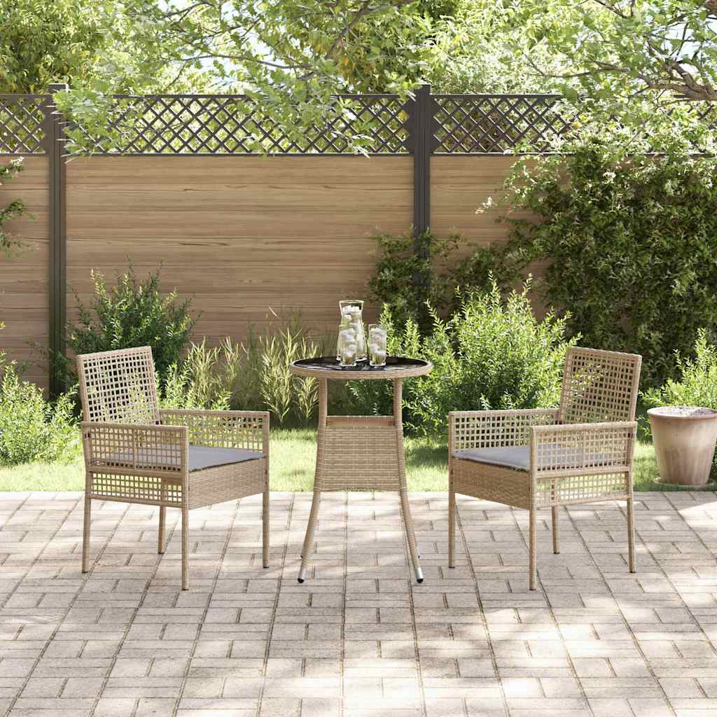 Conjunto de Comedor de Jardín 3 pcs Beige ratán sintético