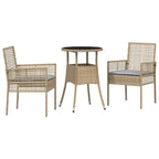 Conjunto de Comedor de Jardín 3 pcs Beige ratán sintético