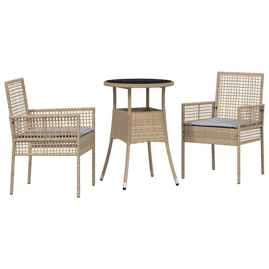 Conjunto de Comedor de Jardín 3 pcs Beige ratán sintético