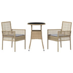 Conjunto de Comedor de Jardín 3 pcs Beige ratán sintético