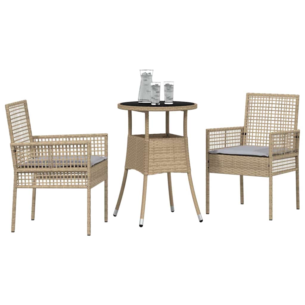 Conjunto de Comedor de Jardín 3 pcs Beige ratán sintético